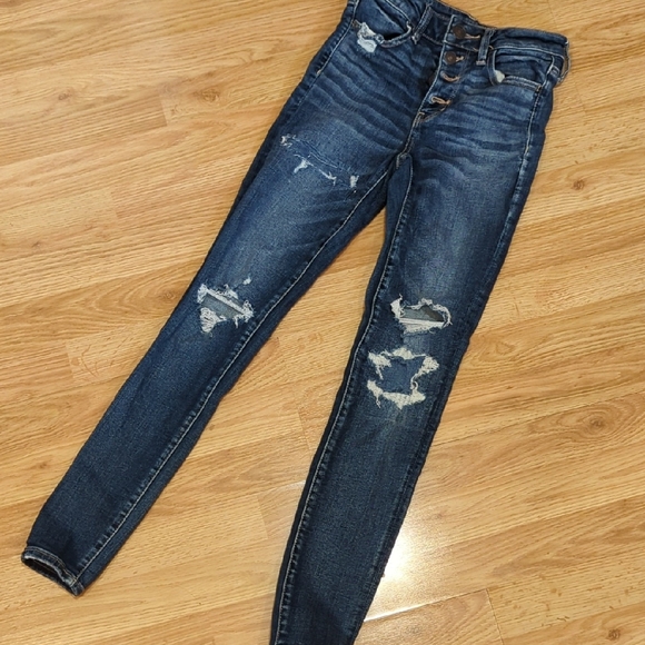 American Eagle Outfitters Denim - American Eagle Outfitters Blue Skinny Jeans with Distressed Details